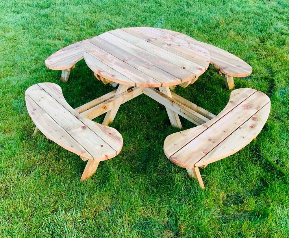 Round Picnic Table with Benches